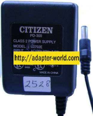 CITIZEN U2702E PD-300 AC ADAPTER 9VDC 300mA -( ) 2x5.5mm New 12 - Click Image to Close